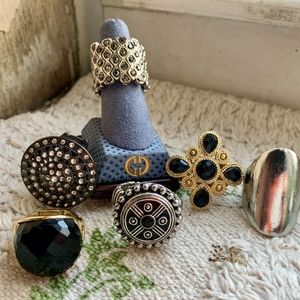 Ring Lot - Six Fun Stretch Fashion Rings - 6 Stretch Rings